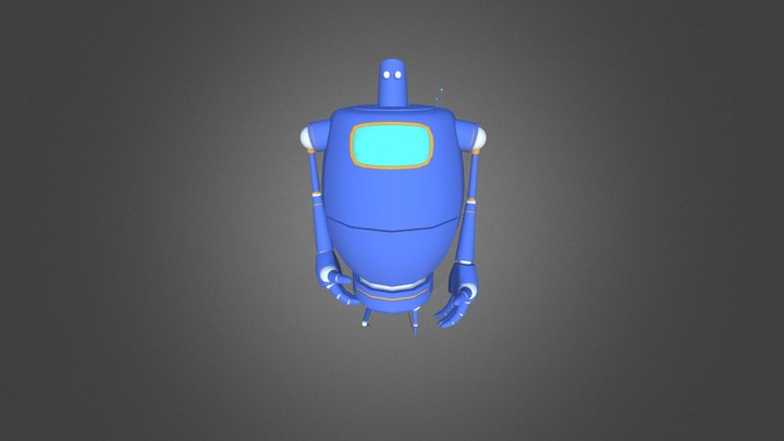 Blue Robot Walk Anim 3D Model