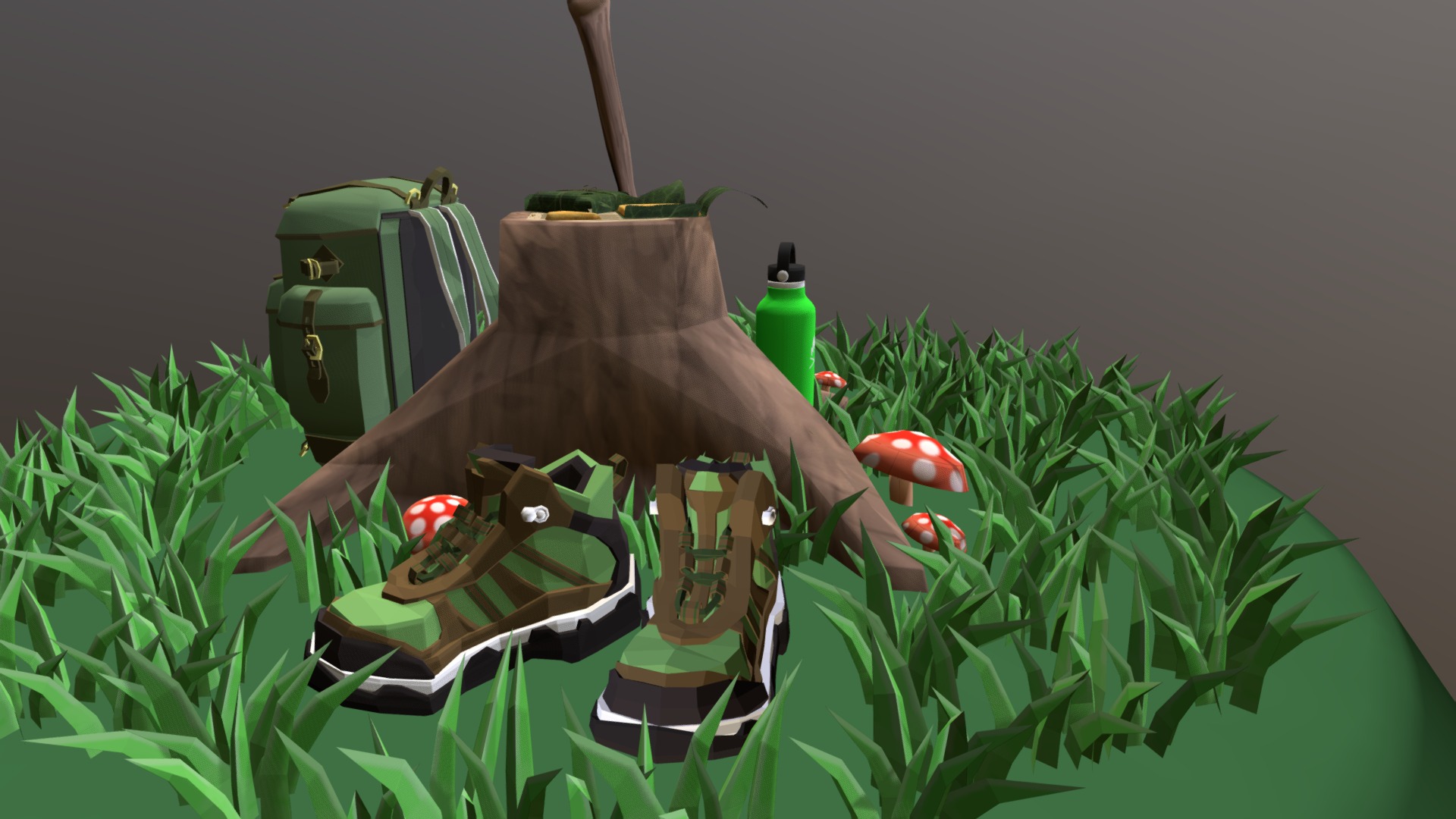3D model Low Poly Adventure Compilation - This is a 3D model of the Low Poly Adventure Compilation. The 3D model is about a toy figurine in a grass field.