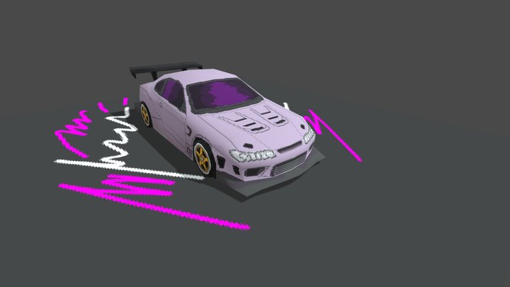 Low-poly pixelated sport car 3D Model
