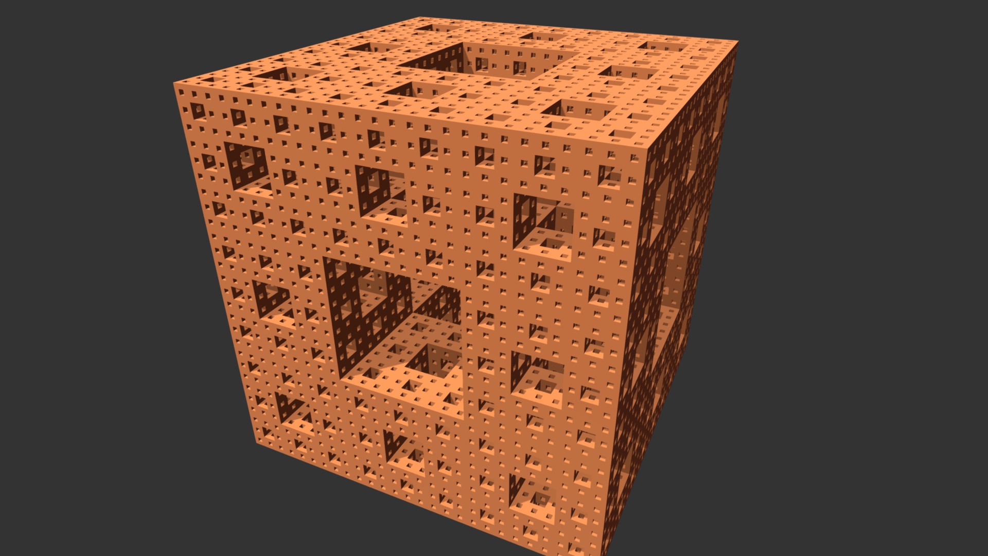 3D model Menger sponge stage 4 - This is a 3D model of the Menger sponge stage 4. The 3D model is about a building with a black background.