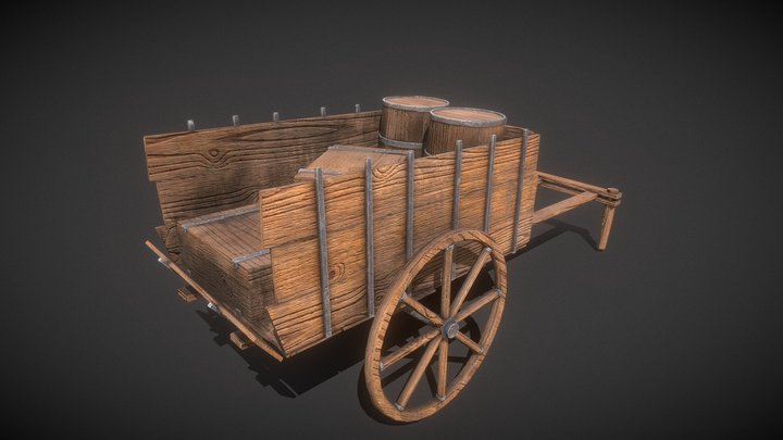 Medieval Wooden Cart 3D Model