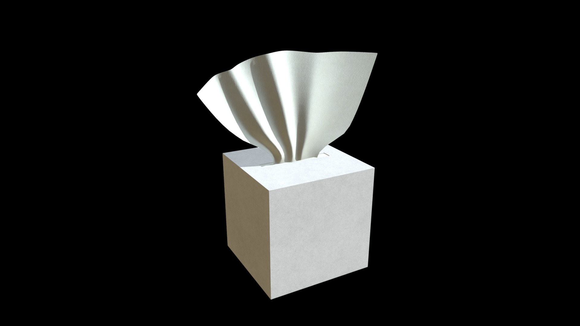 3D model Tissue box 2 - This is a 3D model of the Tissue box 2. The 3D model is about a white cube with a black background.