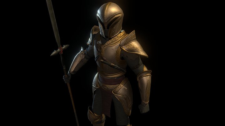 Armored Guard Knight Rig 3D Model