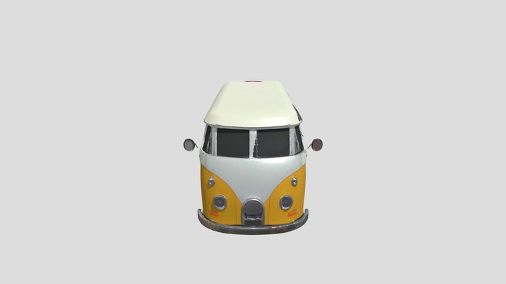 Colorful vintage van with peace symbols 3D Model