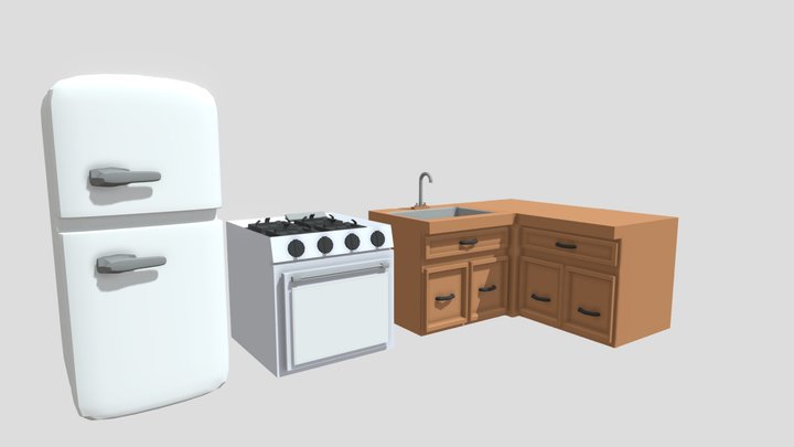 Low Poly Kitchen Asset Pack 3D Model