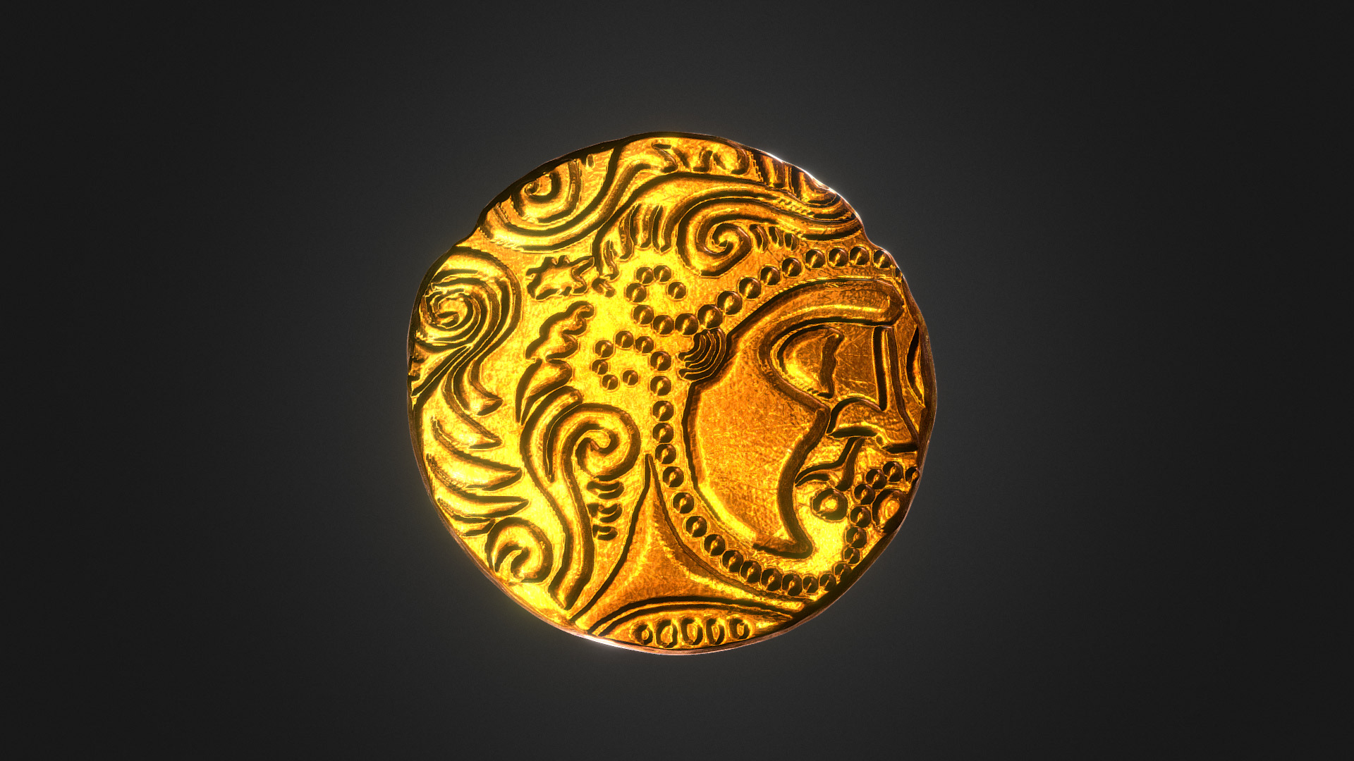 3D model Celtic Coin - This is a 3D model of the Celtic Coin. The 3D model is about a gold and black coin.