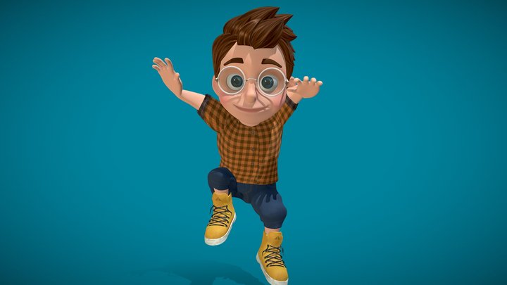Cartoon Child Boy Character 3D Model