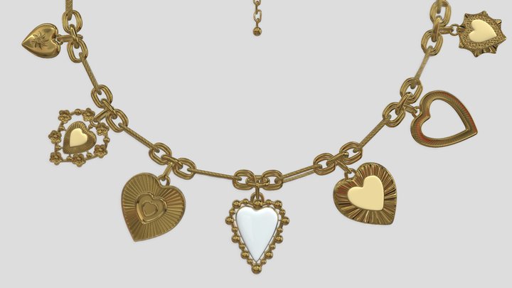 LILIE&WHITE Gold Cross Charms Necklace 3D Model