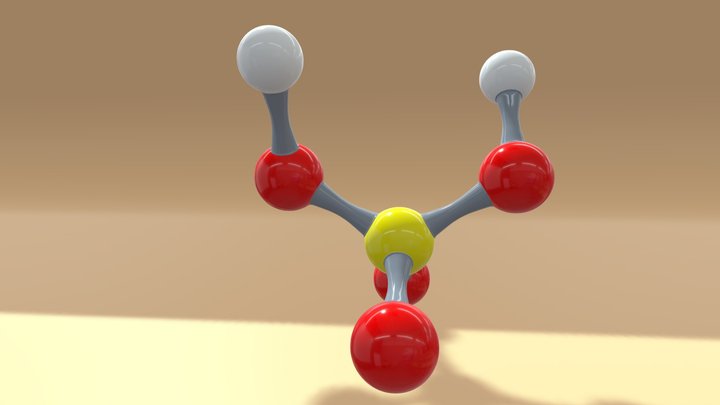 Sulfuric Acid H2SO4 Molecule 3D Model