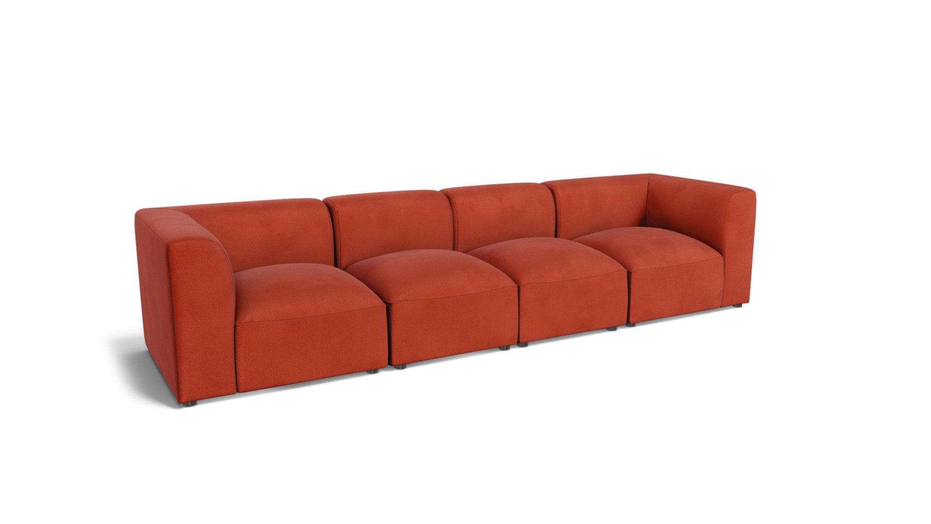 Juno 4 Seater Modular Sofa, Flame Orange Velvet