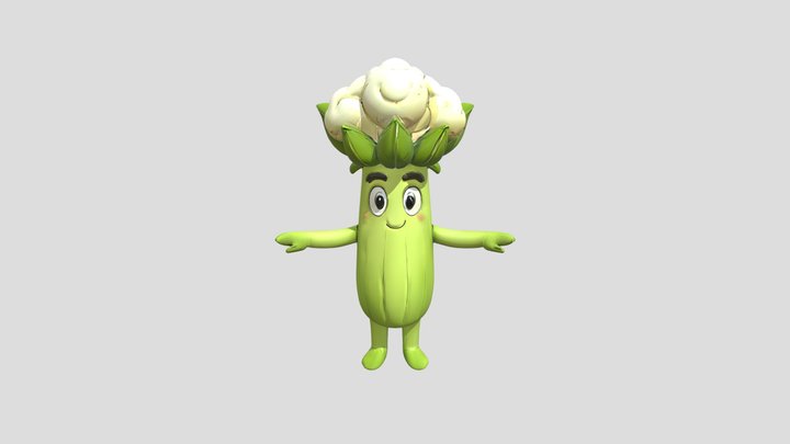 Cartoon cauliflower character 3D Model