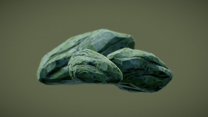 Painterly Ghibli Rocks 3D Model