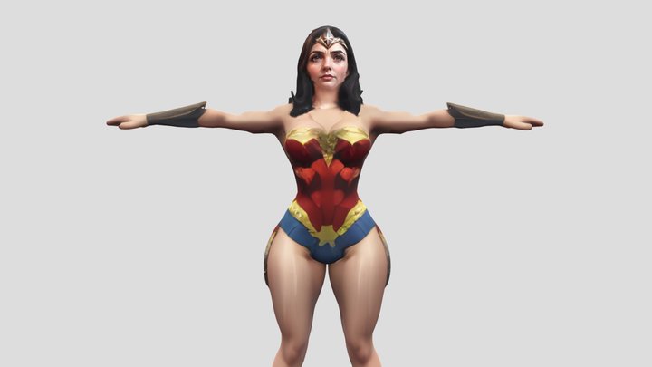 Sexy Curvy Gal Gadot Wonder Woman Lowpoly Model 3D Model