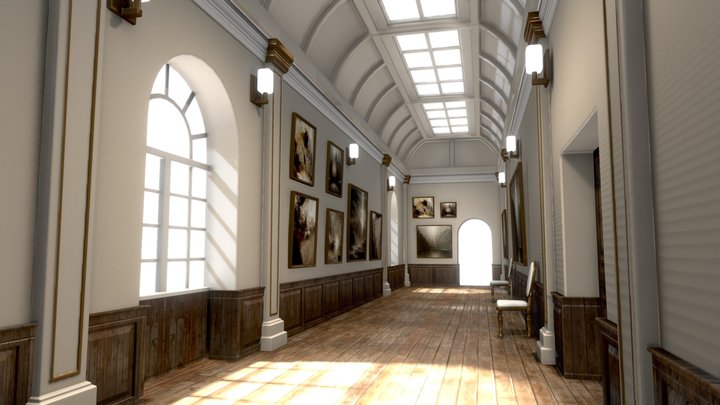Art Gallery Hallway 3D Model