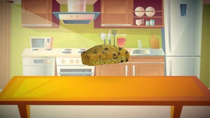 plum cake with chocolate chips 3D Model