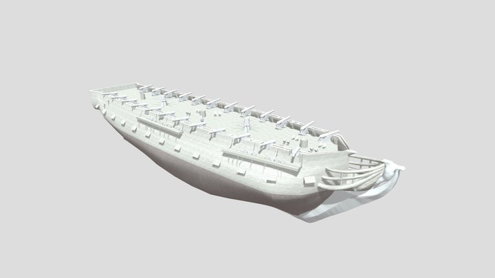 Barco "Le Sage" (siglo XVII. Longitudinal) 3D Model
