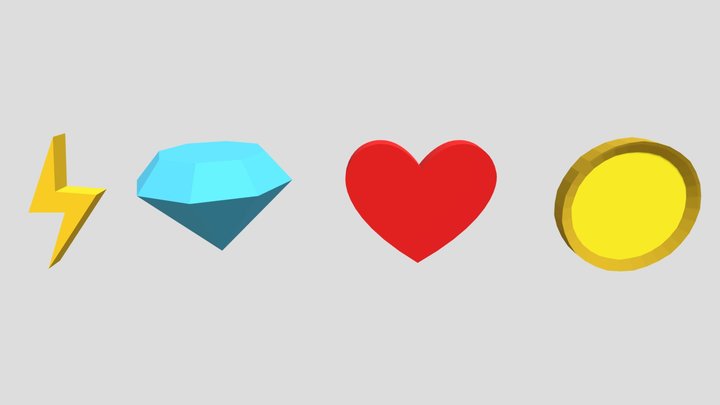 Collectable Lowpoly Animated Items for Games 3D Model