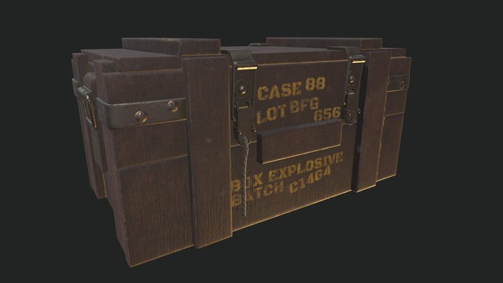 Military Wooden Crate with Granedes - Gameready 3D Model