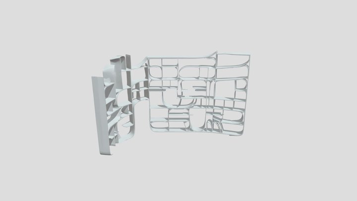 Artistic wooden bookshelf with abstract design 3D Model