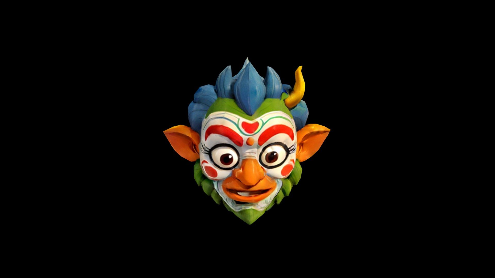 A colorful mask with a big nose, wide eyes, ears - Download Free 3D ...