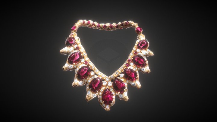 FREE Low Poly Ruby & Diamond Gold Necklace 3D Model