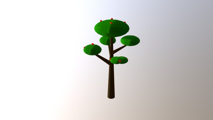 Cartoony Appletree 3D Model