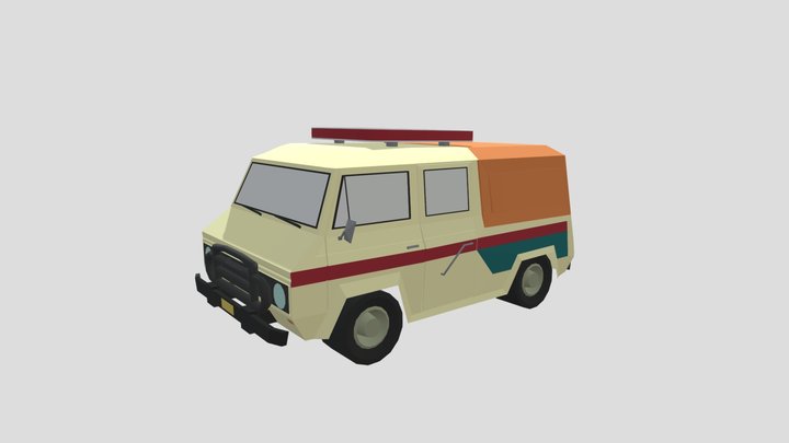 LowPolyVan - 3.4K Tris |Game Ready | UV Mapped 3D Model