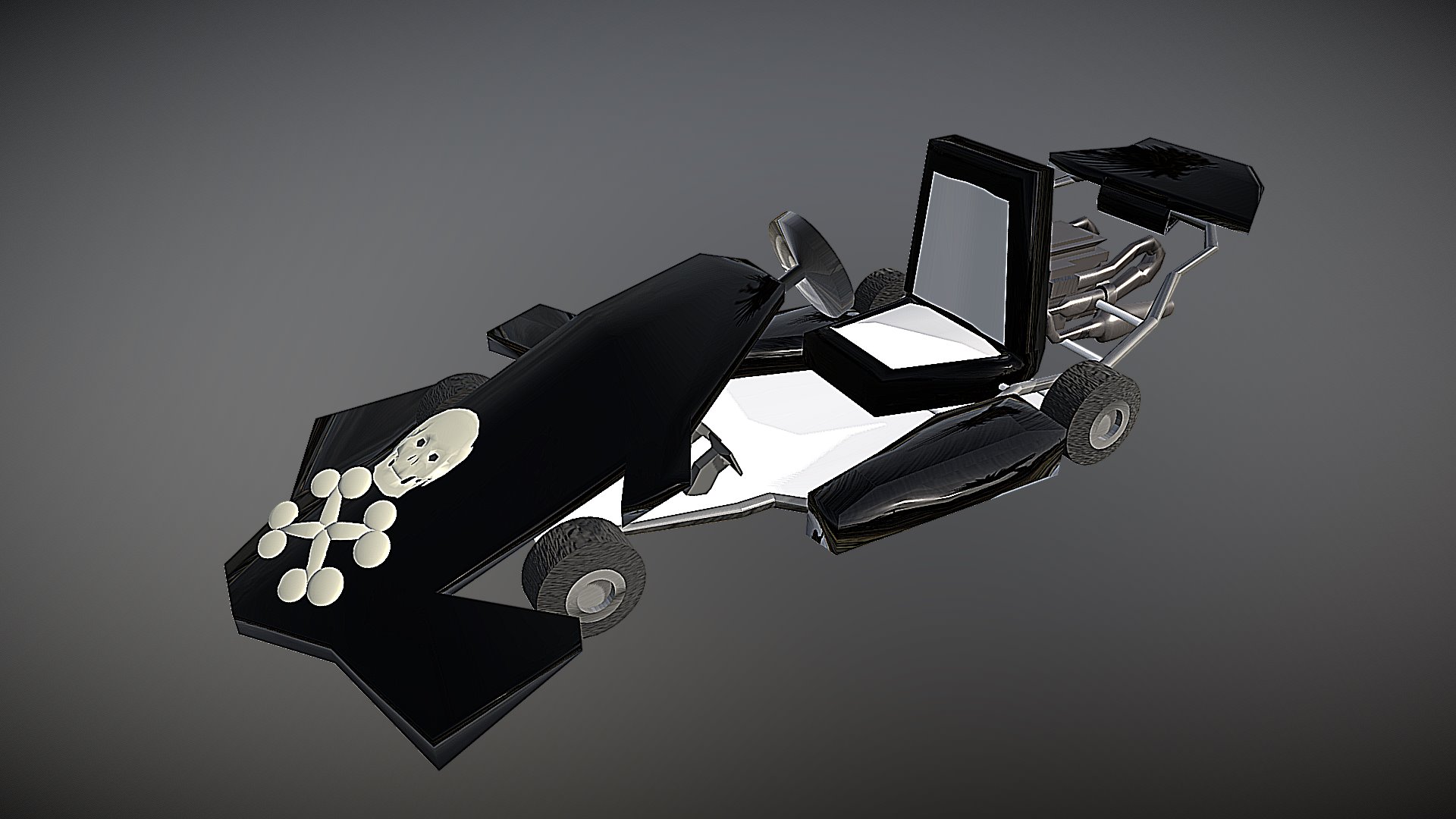 3D model Go Kart1 - This is a 3D model of the Go Kart1. The 3D model is about a black and white model of a spaceship.