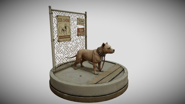 Realistic Pitbull Miniature Statue