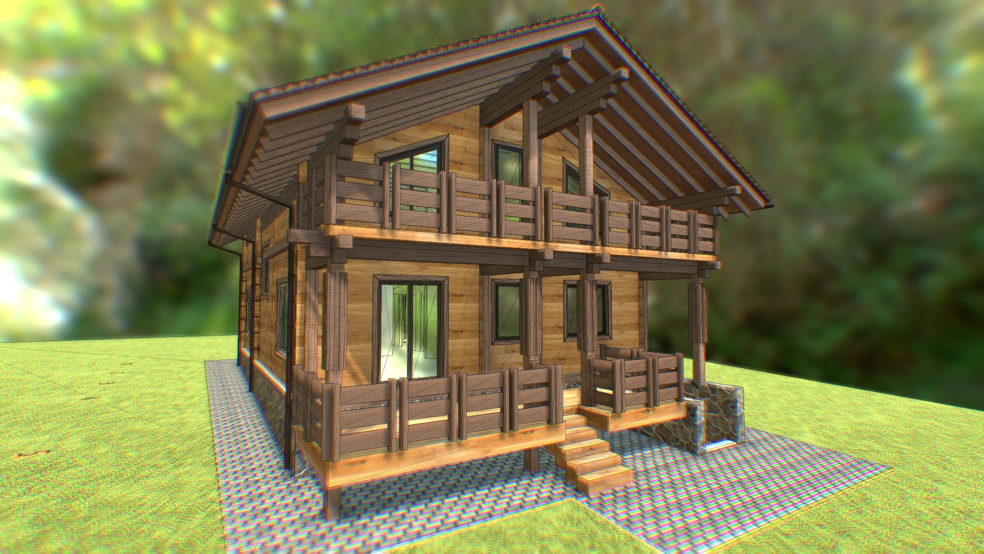 3D model Toxovo sketch - This is a 3D model of the Toxovo sketch. The 3D model is about a wood house in a forest.