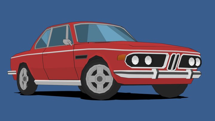 BMW E9 (Low poly and Stylized) 3D Model