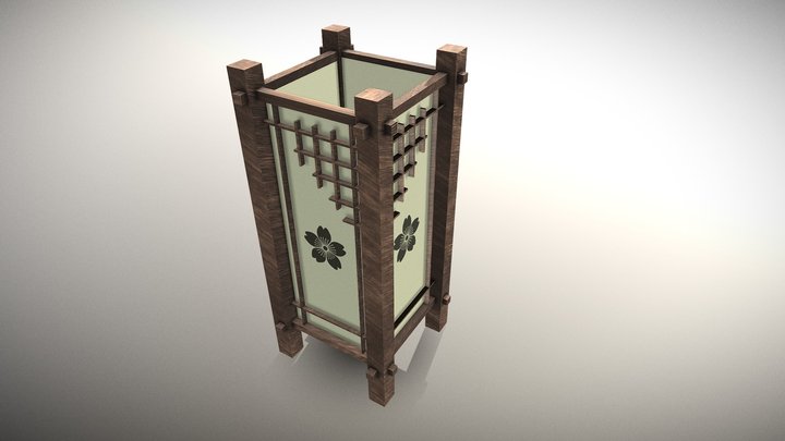 Japanese Andon standing lamp 3D Model