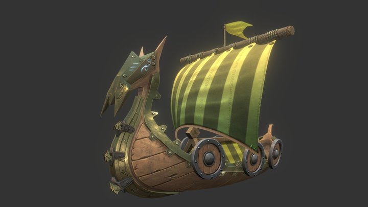 Fortified Viking boat 3D Model