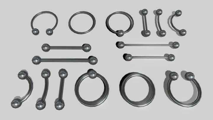 Piercing / Earring Set Simple Lowpoly 3D Model