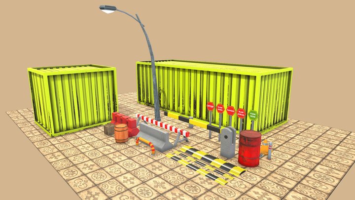 Low poly Mobile Parking Game Props – Free 3D Model STL