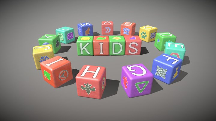 Babies alphabet cubes toys clean. 3D Model