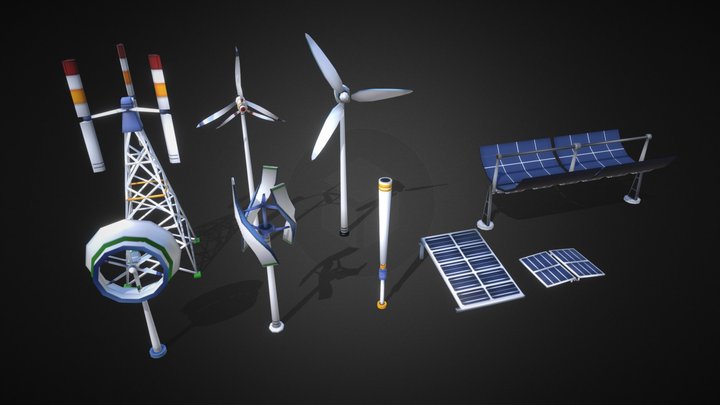 Renewable Energy Lowpoly Pack 3D Model