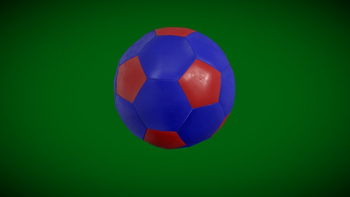 Blue and Red Soccer Ball (used) 3D Model