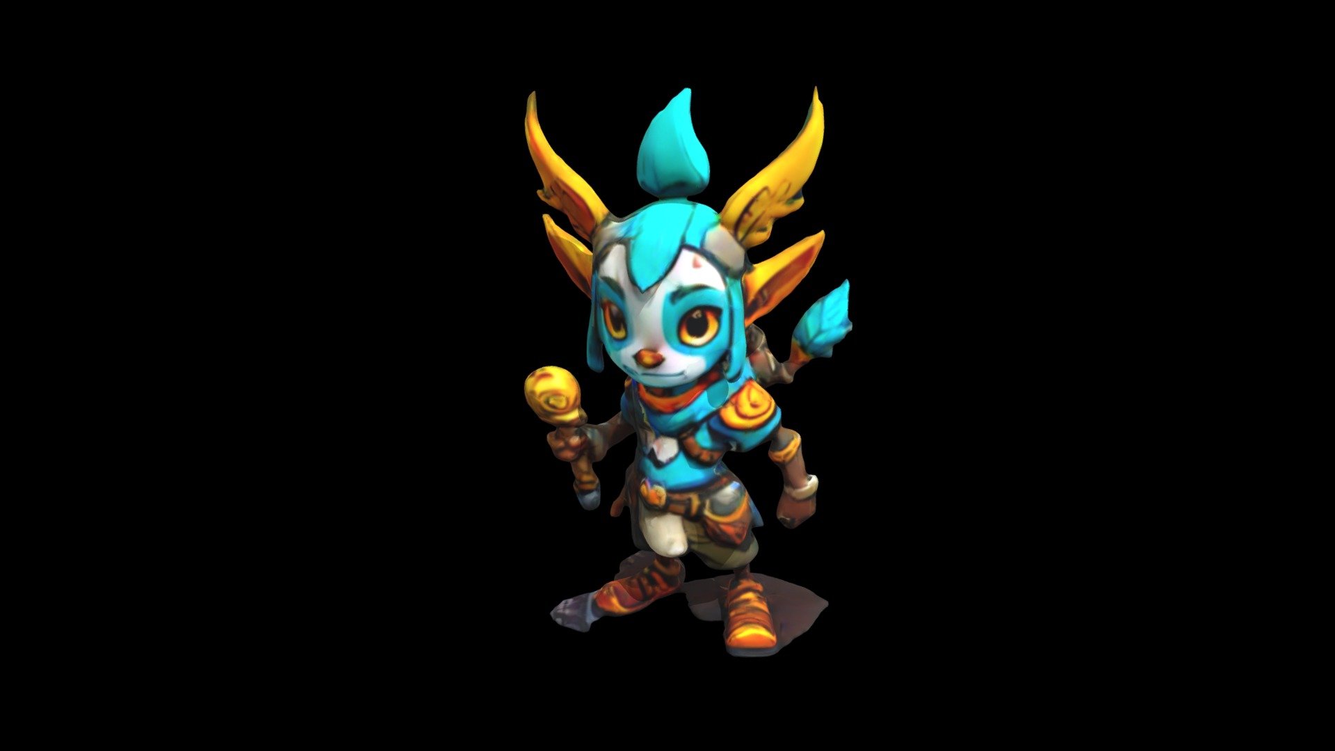 An anime-style character in blue and gold attire - Download Free 3D ...