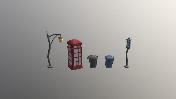 Wonky Street buildings 3D Model