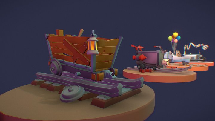 draft paint Mining cart's 3D Model
