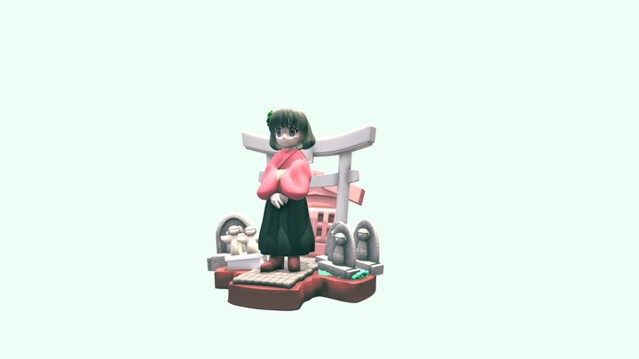 Shrine Girl 3D Model