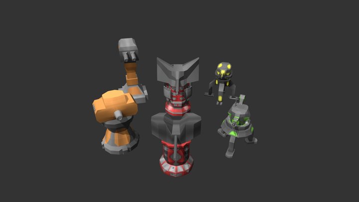 Turrets In Tech Wars 3D Model