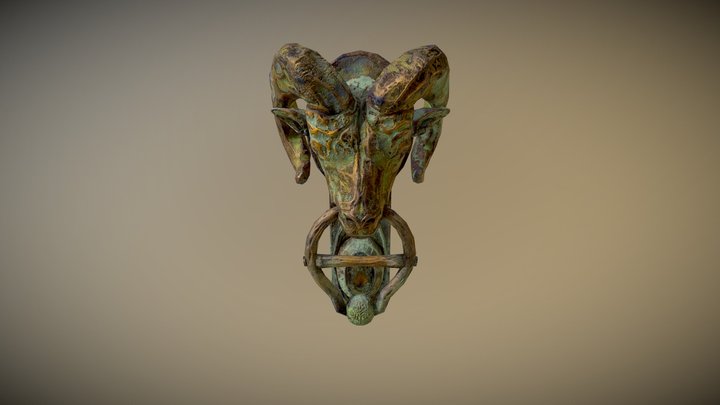 Brass Ram Door Knocker 3D Model