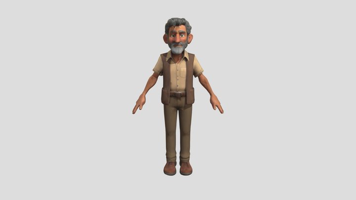 Elderly Adventurer Character 3D Model
