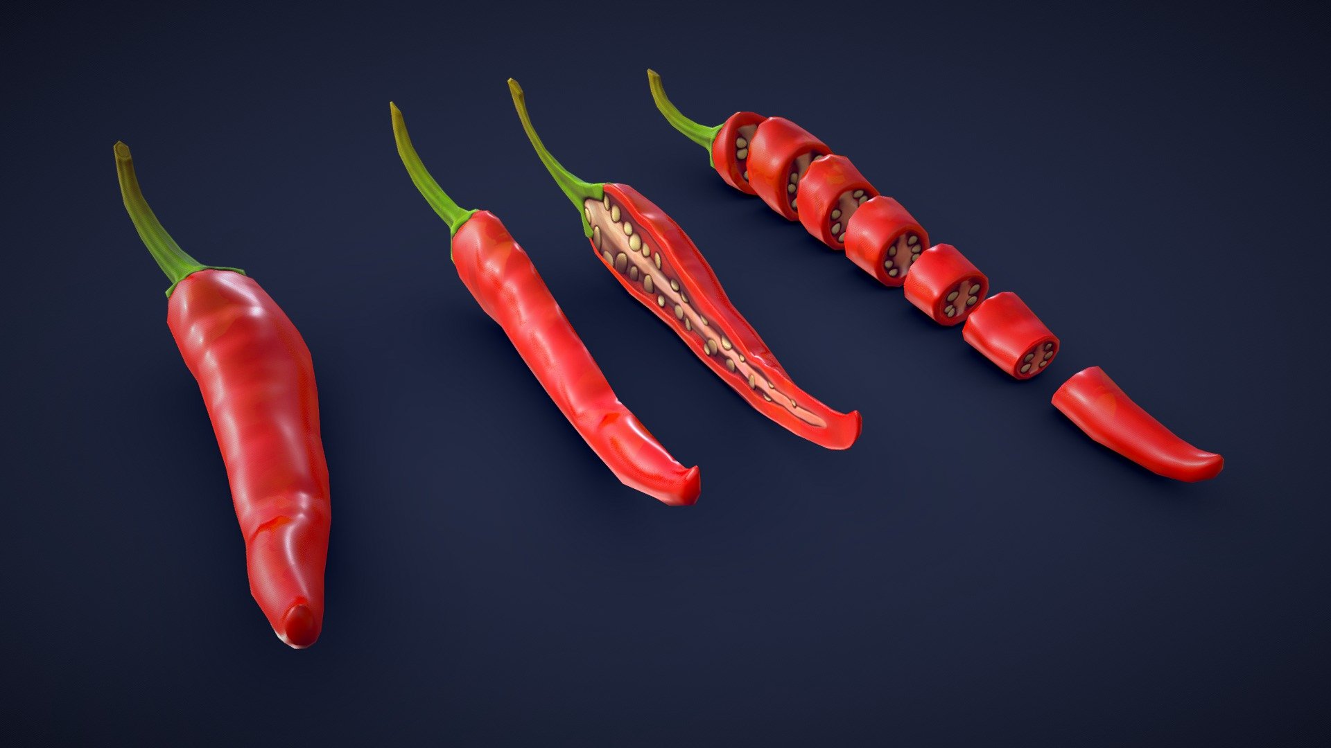 Stylized Chili Pepper - Low Poly - Buy Royalty Free 3D model by LarkArt ...