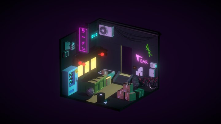 Cyberpunk Back Alley isometric