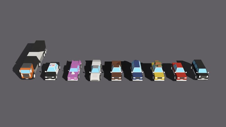 Low poly cars 3D Model