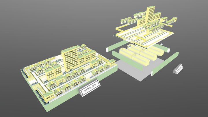 Saffron City // PokéCities Papercraft Model 3D Model