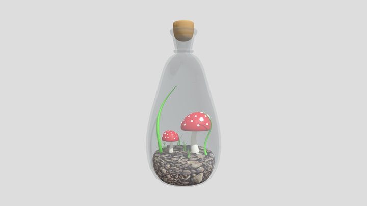 Mushrooms in a Bottle 3D Model
